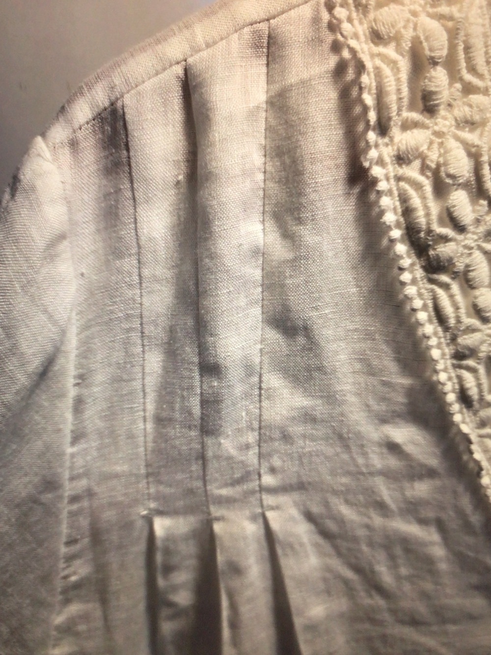 Johnny Was Cream Embroidered V-Neck Linen Tunic - Picture 9 of 15